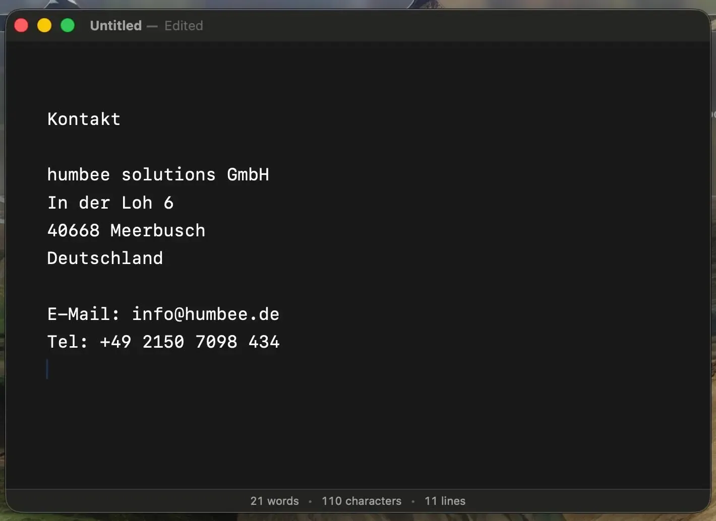Einfügen der Daten in Textdatei