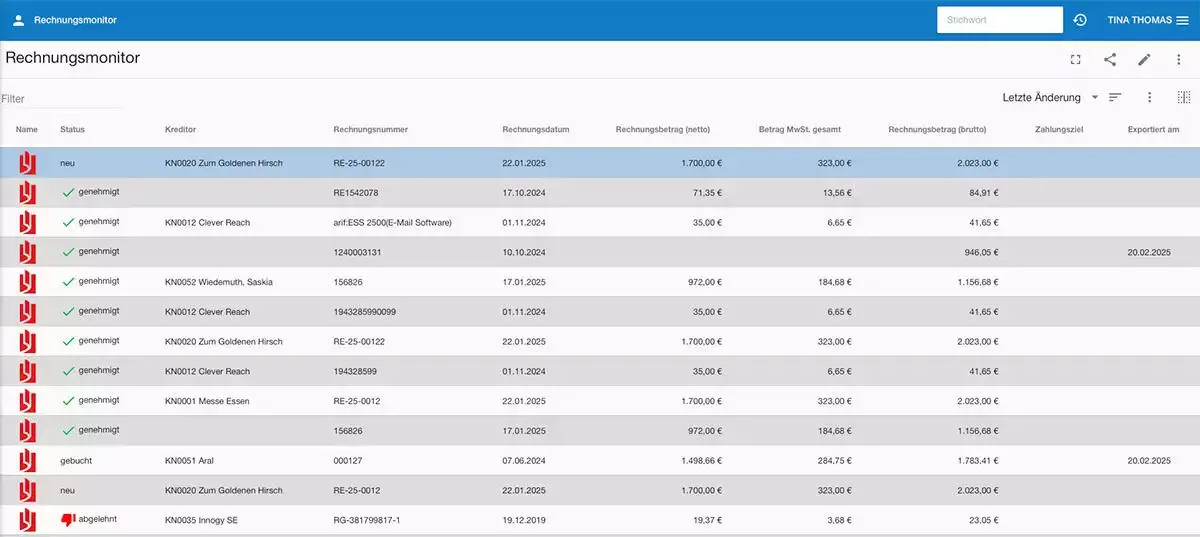 Digitale Rechnungsverarbeitung in humbee
