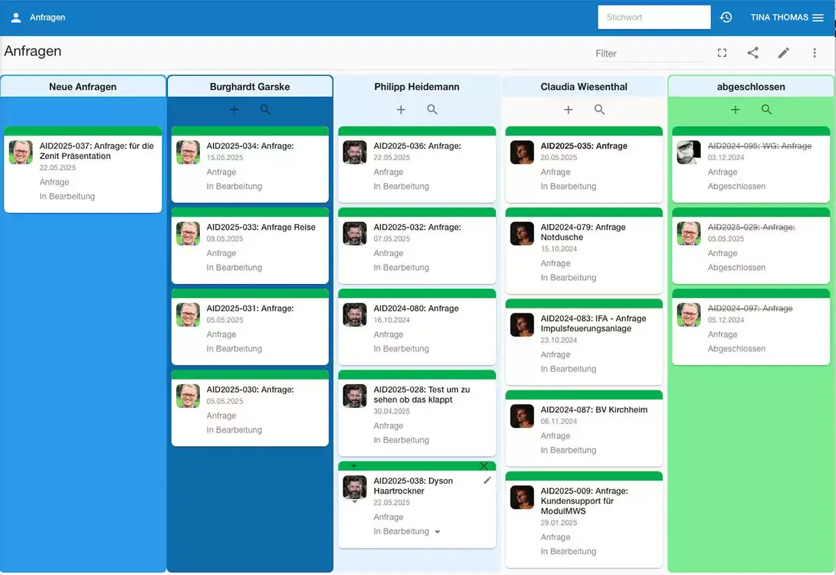 Einfache Kanban Board Vorlage in humbee