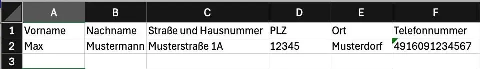 Exceldatei Vorbereitung für den Import in humbee für die Kontaktanlage