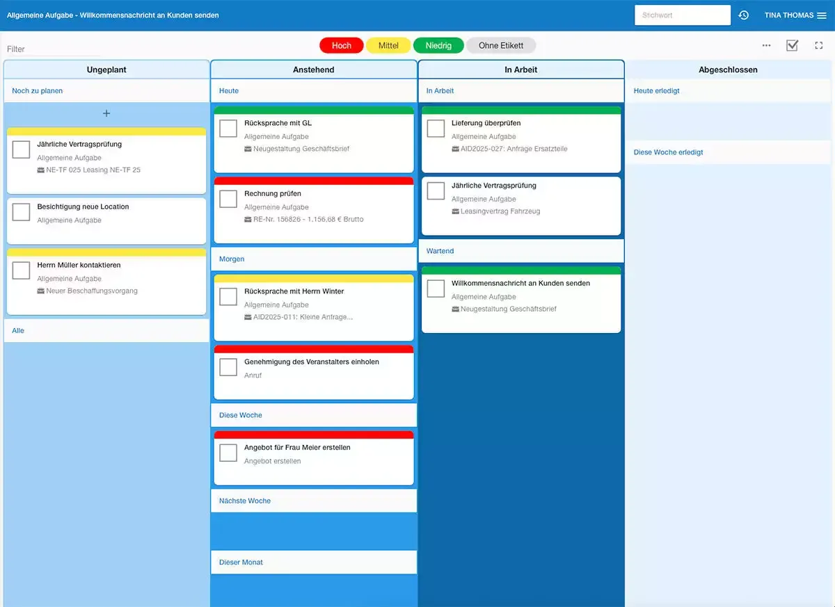 Aufgabenmanagement in humbee