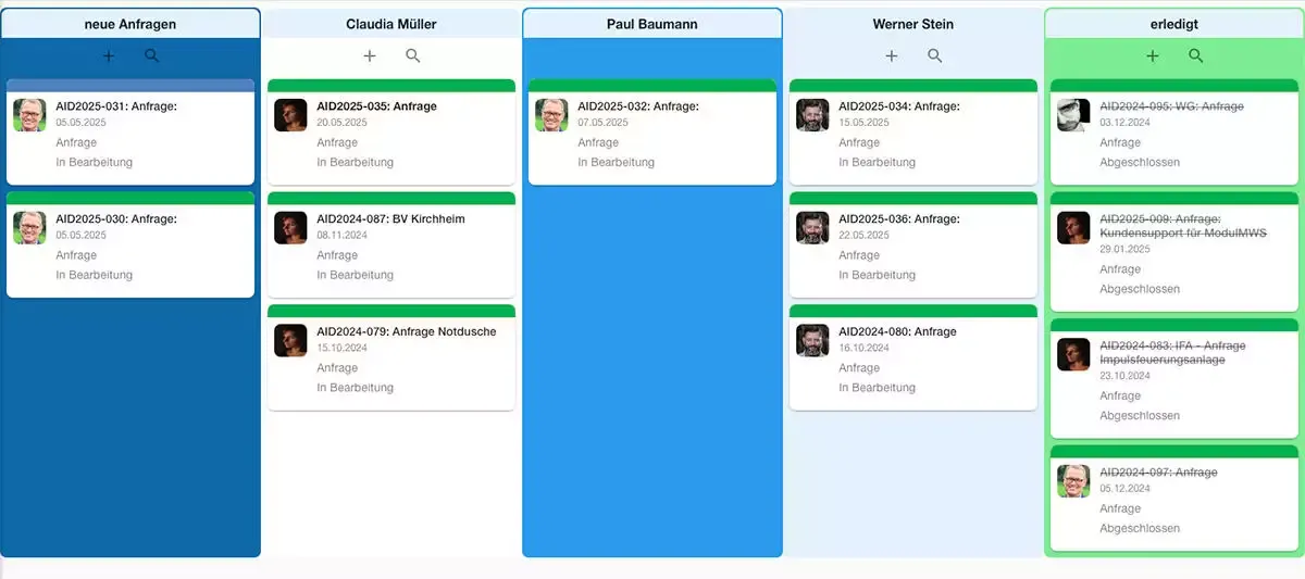 Kanban Board Vorlage: Kundenanfragen in einem Team bearbeiten