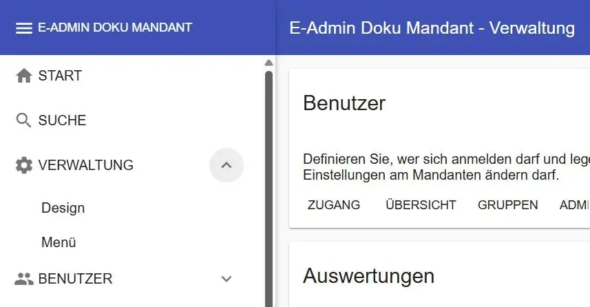 Menüstruktur in der humbee Admin Verwaltung finden