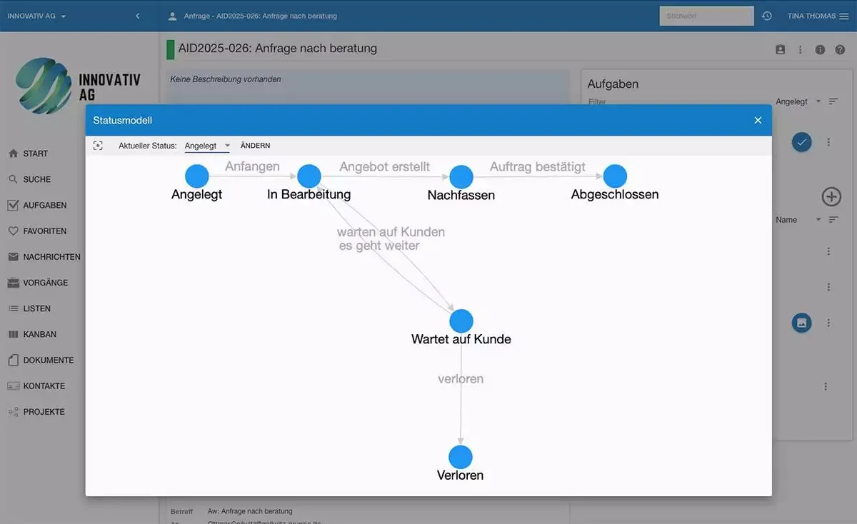 humbee stellt die Prozesse auf Basis von Vorgängen dar.