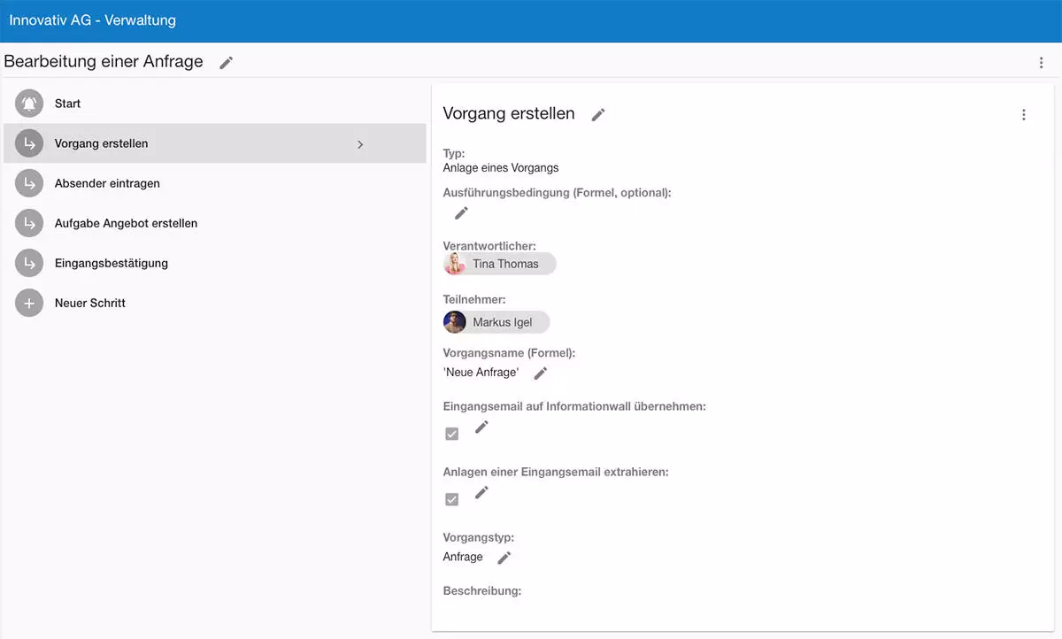 Digitaler Vorgang in humbee