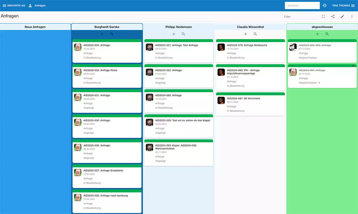 Optische Gestaltung des Kanban Boards in humbee